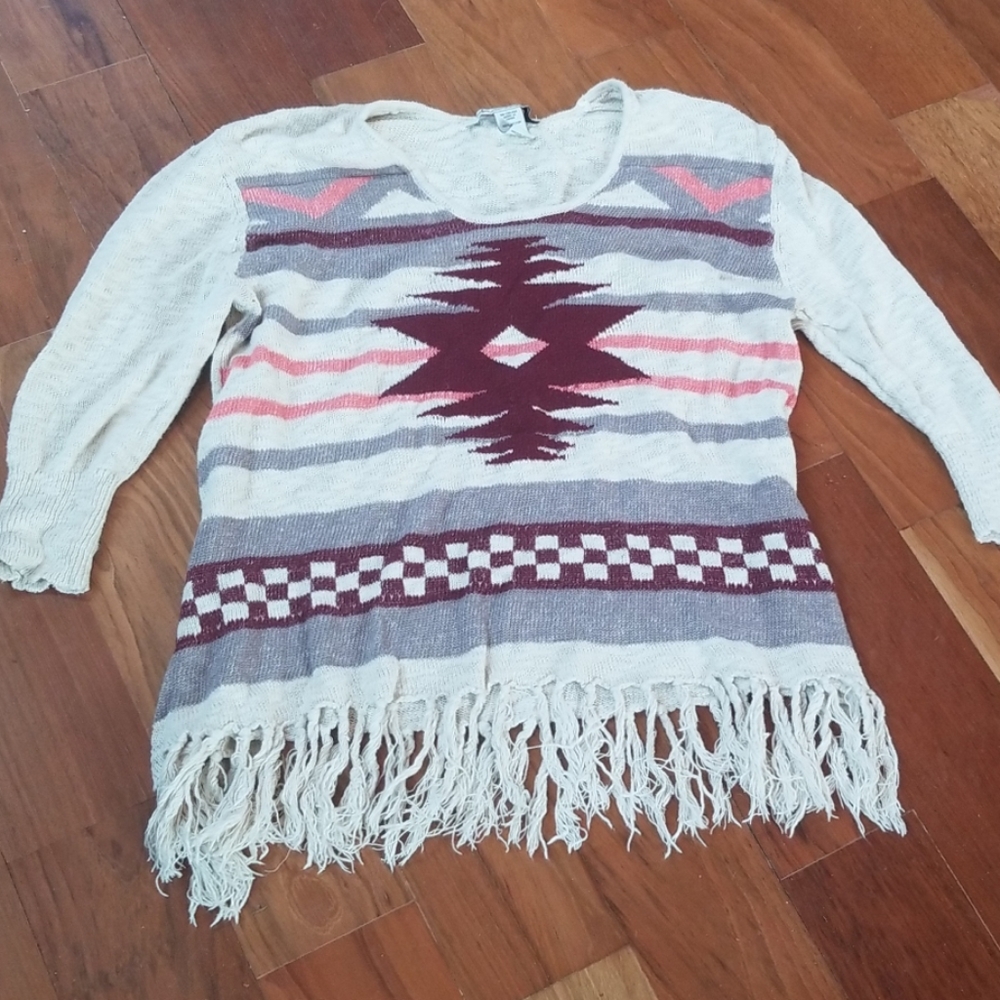 Native Knit Fringe Sweater 100% Cotton